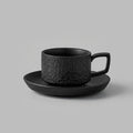 Textured black ceramic cup and saucer — BLACKVERSE